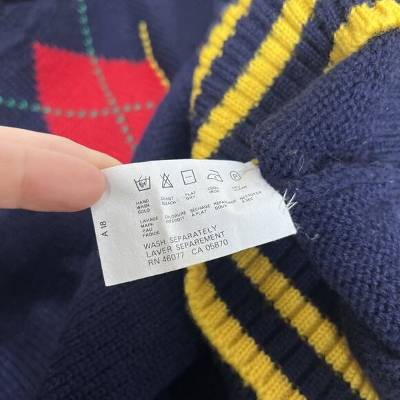 Espirit Sport Knit Wool Collared Argyle Pullover Sweater Preppy Vintage 90s - Picture 10 of 10